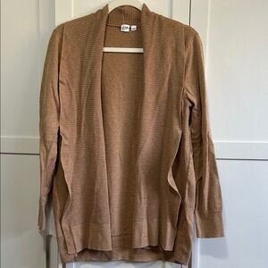 GAP Women's Open-Front Tan/Brown Ribbed Cardigan